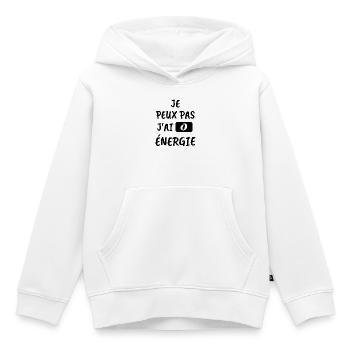 Ich kann nicht. Ich habe Zero Energy. - Kinder Premium Organic Hoodie - Weiß - Vorne - AI Model Kid Female (0cm)