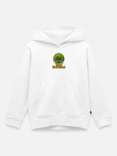 Bleib geerdet, Weidenbaum - Kinder Premium Organic Hoodie - Weiß