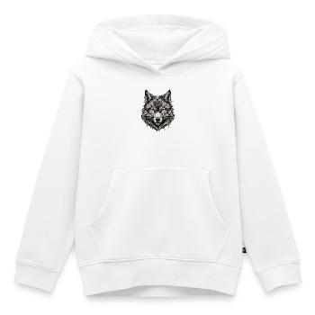 Wolfskopf-Tinte graviert - Kinder Premium Organic Hoodie - Weiß - Vorne - AI Model Kid Female (0cm)
