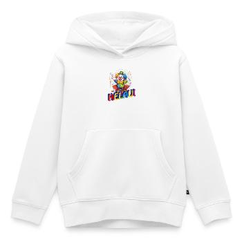 Clown drôle dit HELAU – Motif de carnaval - Sweat Premium à capuche enfant bio - blanc - Devant - AI Model Kid Female (0cm)