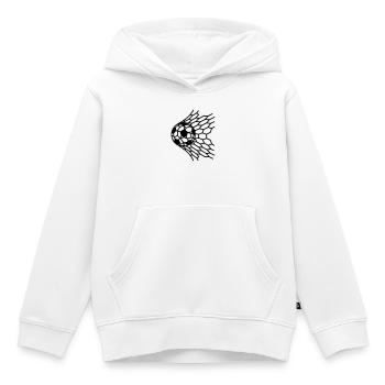 Ballon de but dans le vecteur de tirs au filet - Sweat Premium à capuche enfant bio - blanc - Devant - AI Model Kid Female (0cm)
