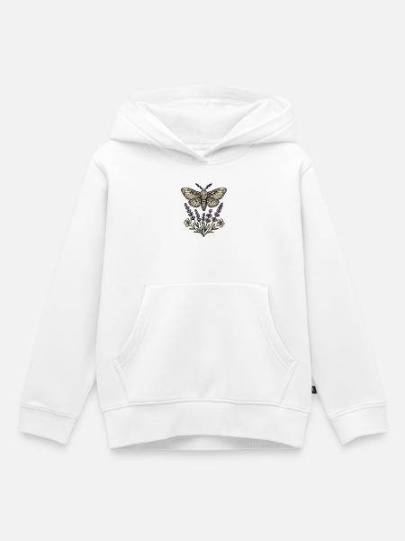 Motte über Lavendelstrauß - Kinder Premium Organic Hoodie - Weiß