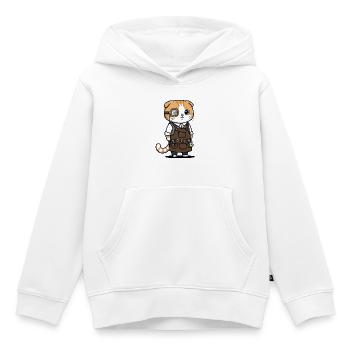Chat Scottish Fold Steampunk Monocle Inventeur - Sweat Premium à capuche enfant bio - blanc - Devant - AI Model Kid Female (0cm)