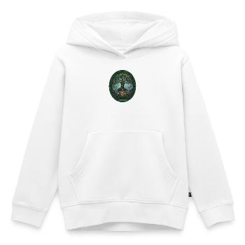 Arbre de vie dans le cercle de brouillard - Sweat Premium à capuche enfant bio - blanc - Devant - AI Model Kid Female (0cm)