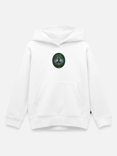Lebensbaum im Nebelkreis - Kinder Premium Organic Hoodie - Weiß