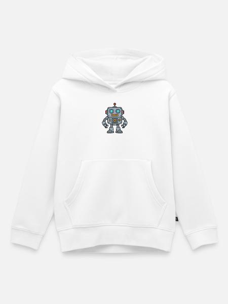 Retro Robot Pop Art - Kinder Premium Organic Hoodie - Weiß