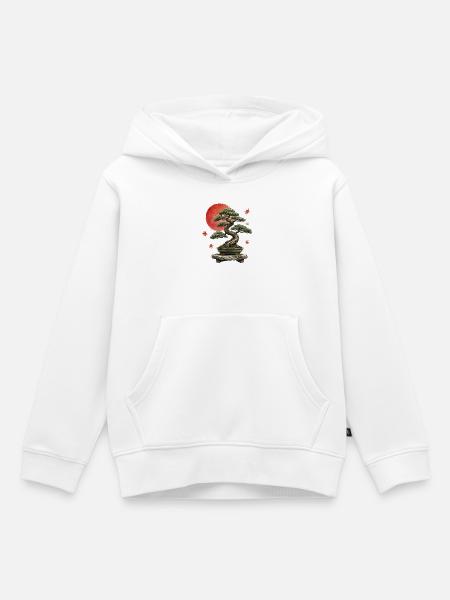Bonsai Rote Sonne - Kinder Premium Organic Hoodie - Weiß