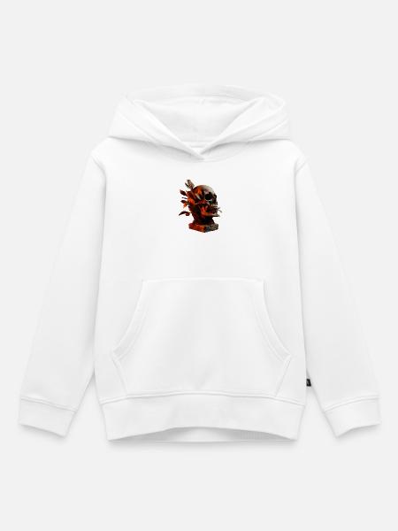 Herbst Totenkopf mit Blattwerk - Kinder Premium Organic Hoodie - Weiß