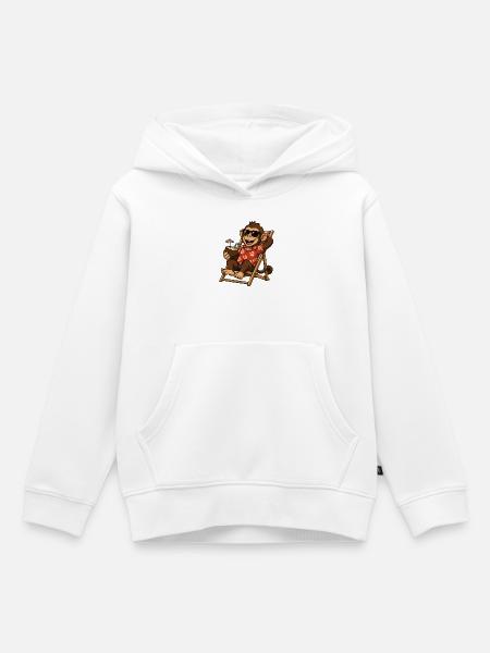 Affe am Strand im Hawaii-Look - Kinder Premium Organic Hoodie - Weiß