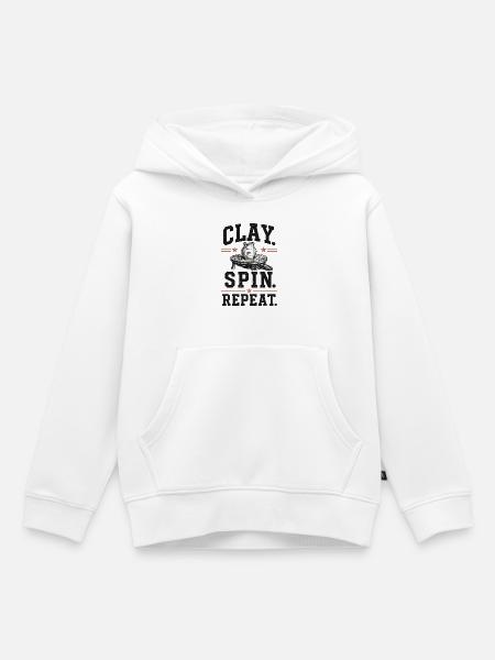 Clay Spin Repeat Keramik Shirt - Kinder Premium Organic Hoodie - Weiß