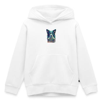 Pop Art Border Collie Nerd Dog - Livres - Sweat Premium à capuche enfant bio - blanc - Devant - AI Model Kid Female (0cm)