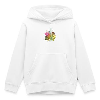 Paresseux dans un bouquet - Sweat Premium à capuche enfant bio - blanc - Devant - AI Model Kid Female (0cm)