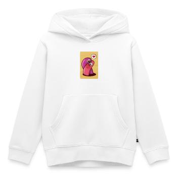 Un câlin de Enamora@s - Sweat Premium à capuche enfant bio - blanc - Devant - AI Model Kid Female (0cm)