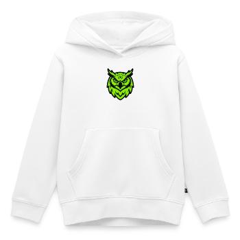 Logo de la mascotte de la chouette verte - Sweat Premium à capuche enfant bio - blanc - Devant - AI Model Kid Female (0cm)