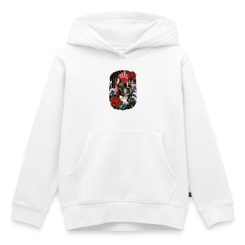 Französische Bulldogge im Japan Tattoo Stil - Kinder Premium Organic Hoodie - Weiß - Vorne - AI Model Kid Female (0cm)