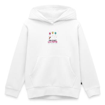 On fait la fête - confettis colorés - Sweat Premium à capuche enfant bio - blanc - Devant - AI Model Kid Female (0cm)