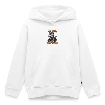 Katzen-Rocker auf Motorrad Stay Fluffy - Kinder Premium Organic Hoodie - Weiß - Vorne - AI Model Kid Female (0cm)