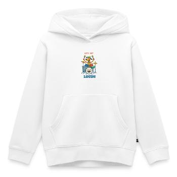 Drumming Dog auf der Bühne - Kinder Premium Organic Hoodie - Weiß - Vorne - AI Model Kid Female (0cm)