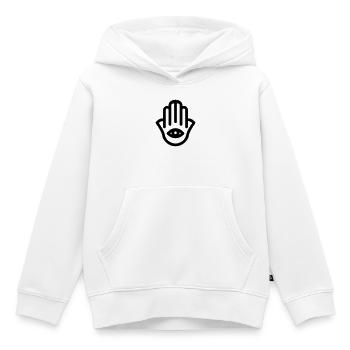 Hand von Fatma Hamsa - Kinder Premium Organic Hoodie - Weiß - Vorne - AI Model Kid Female (0cm)