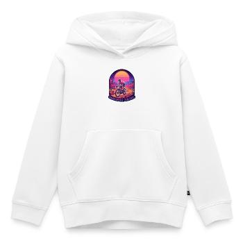 Synthwave-Kiesradfahrer, der Horizonte jagt - Kinder Premium Organic Hoodie - Weiß - Vorne - AI Model Kid Female (0cm)