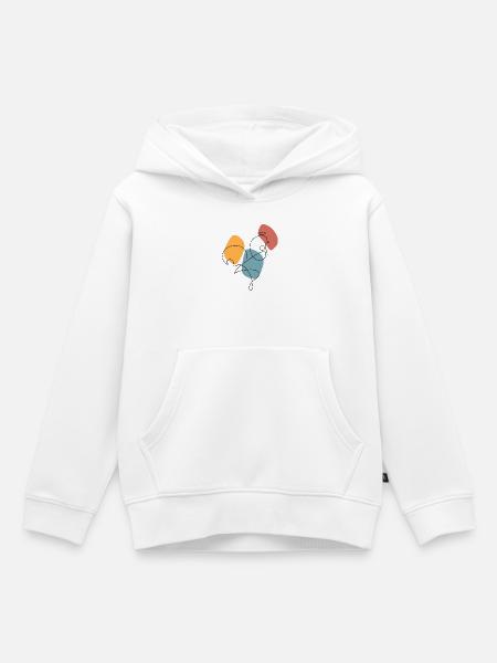 Lineart Hahn mit Farbunterlegung - Kinder Premium Organic Hoodie - Weiß