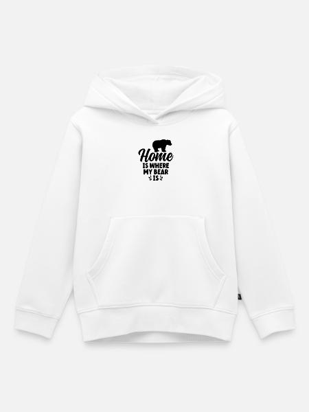 Bär Zuhause Humor - Kinder Premium Organic Hoodie - Weiß