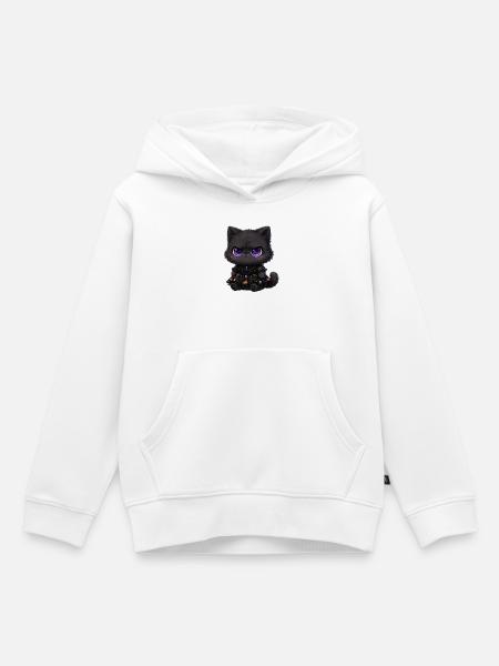 Kosmische Katze in Halloween-Spitze - Kinder Premium Organic Hoodie - Weiß