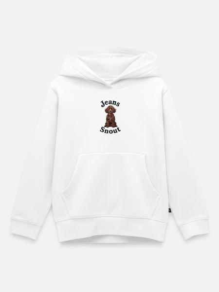 Brauner Pudel im Jeansflicken-Stil - Kinder Premium Organic Hoodie - Weiß