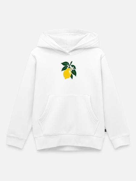Gelbe Zitrone - Kinder Premium Organic Hoodie - Weiß