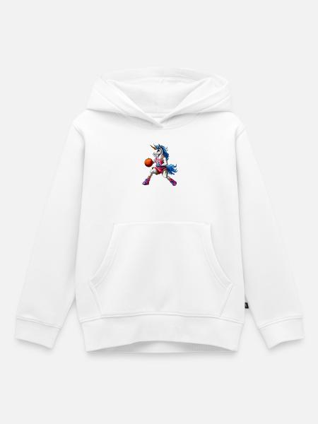 Einhorn Basketball - Kinder Premium Organic Hoodie - Weiß