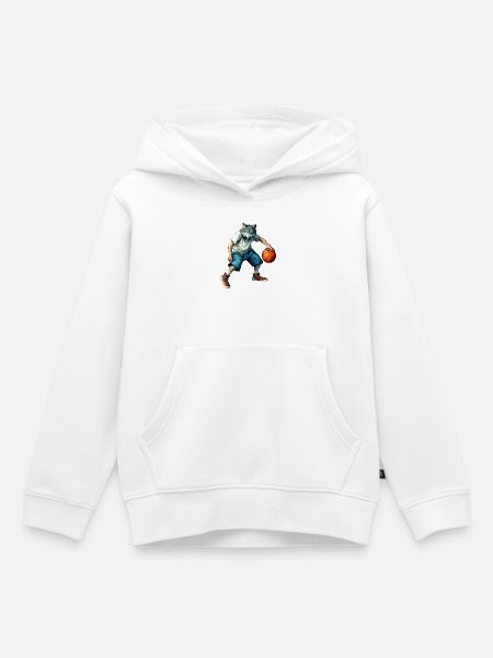 Wölfe Basketballer / Basketball Wolf - Kinder Premium Organic Hoodie - Weiß