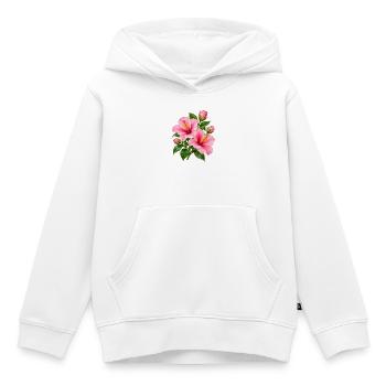 Rosa Hibiskusblüte - Kinder Premium Organic Hoodie - Weiß - Vorne - AI Model Kid Female (0cm)