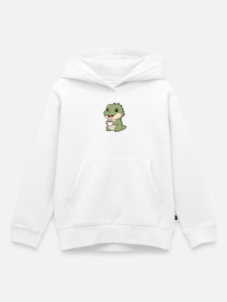 Krokodil mit Kaffee - Kinder Premium Organic Hoodie - Weiß