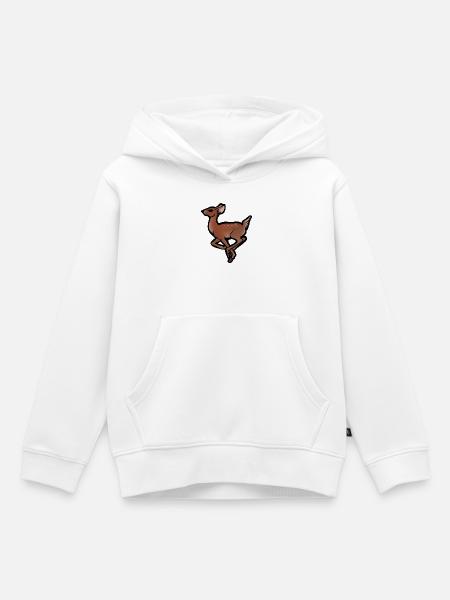 Rehkitz-in-Bewegung-Silhouette - Kinder Premium Organic Hoodie - Weiß