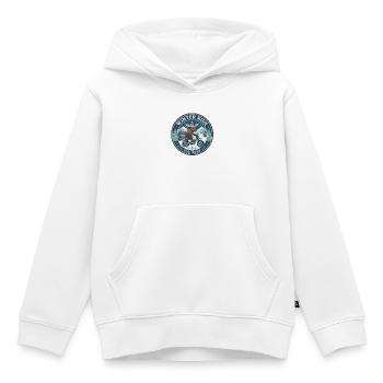 Winterfahrt: Elch auf Motorrad - Kinder Premium Organic Hoodie - Weiß - Vorne - AI Model Kid Female (0cm)