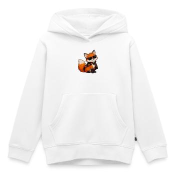 Fuchs mit Sonnenbrille und Kürbiscape - Kinder Premium Organic Hoodie - Weiß - Vorne - AI Model Kid Female (0cm)