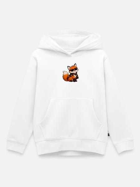 Fuchs mit Sonnenbrille und Kürbiscape - Kinder Premium Organic Hoodie - Weiß
