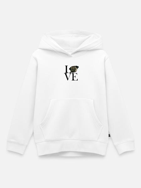 Mops black - Kinder Premium Organic Hoodie - Weiß