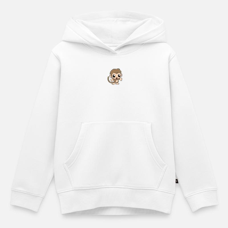 singe - Sweat Premium à capuche enfant bio - blanc