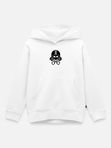 schädel helm kolben - Kinder Premium Organic Hoodie - Weiß