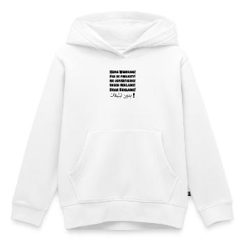 Keine Werbung! In 6 Sprachen - Kinder Premium Organic Hoodie - Weiß - Vorne - AI Model Kid Female (0cm)