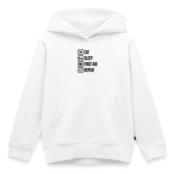 Eat Sleep First Aid Repeat - Kids Premium Organic Hoodie - white - Front - AI Model Kid Female (0cm)
