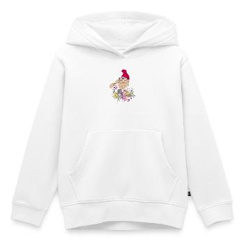 Ein Gartenzwerg als Hipster mit Brille und Tattoos - Kinder Premium Organic Hoodie - Weiß - Vorne - AI Model Kid Female (0cm)