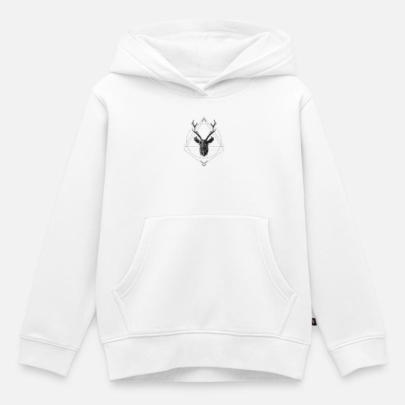 cerf - Sweat Premium à capuche enfant bio - blanc