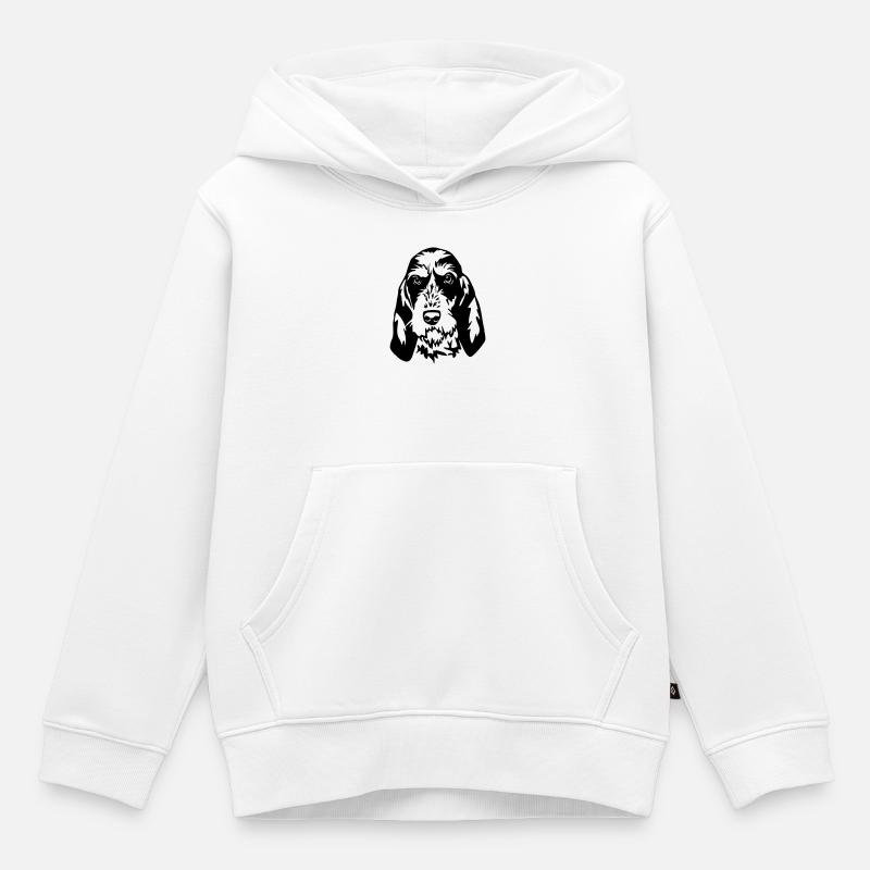 Griffon Bleu de Gascogne Tête - Sweat Premium à capuche enfant bio - blanc