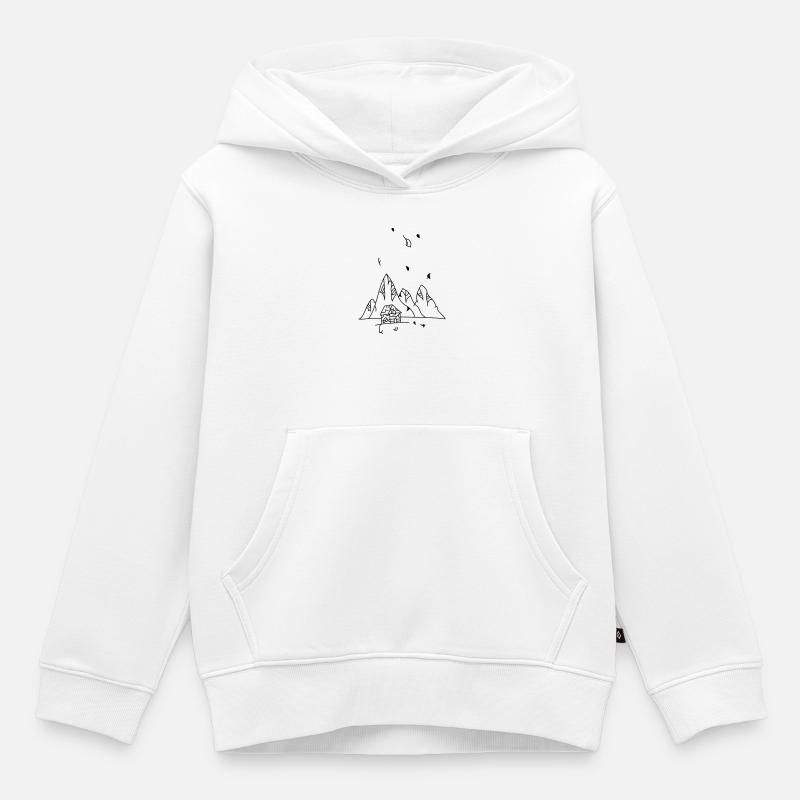 Montagne - Sweat Premium à capuche enfant bio - blanc