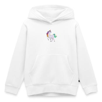 Licorne avec des astérisques et des couleurs arc-en-ciel - Sweat Premium à capuche enfant bio - blanc - Devant - AI Model Kid Female (0cm)