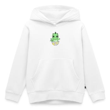Naissance de bébé Oeuf Dino Naissance - Sweat Premium à capuche enfant bio - blanc - Devant - AI Model Kid Female (0cm)