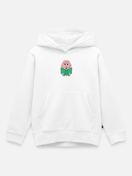 Gehirn am Lesen - Kinder Premium Organic Hoodie - Weiß