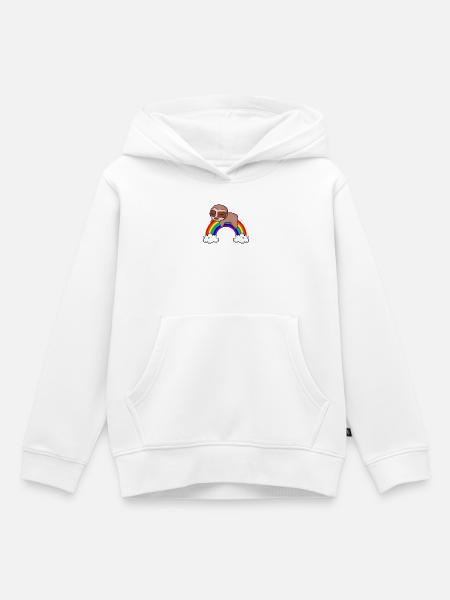Regenbogen Faultier - Kinder Premium Organic Hoodie - Weiß